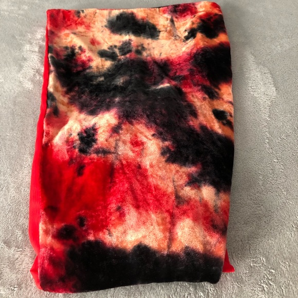 VELVET INFINITY SCARF-RED, BLACK, ORANGE - Picture 2 of 5